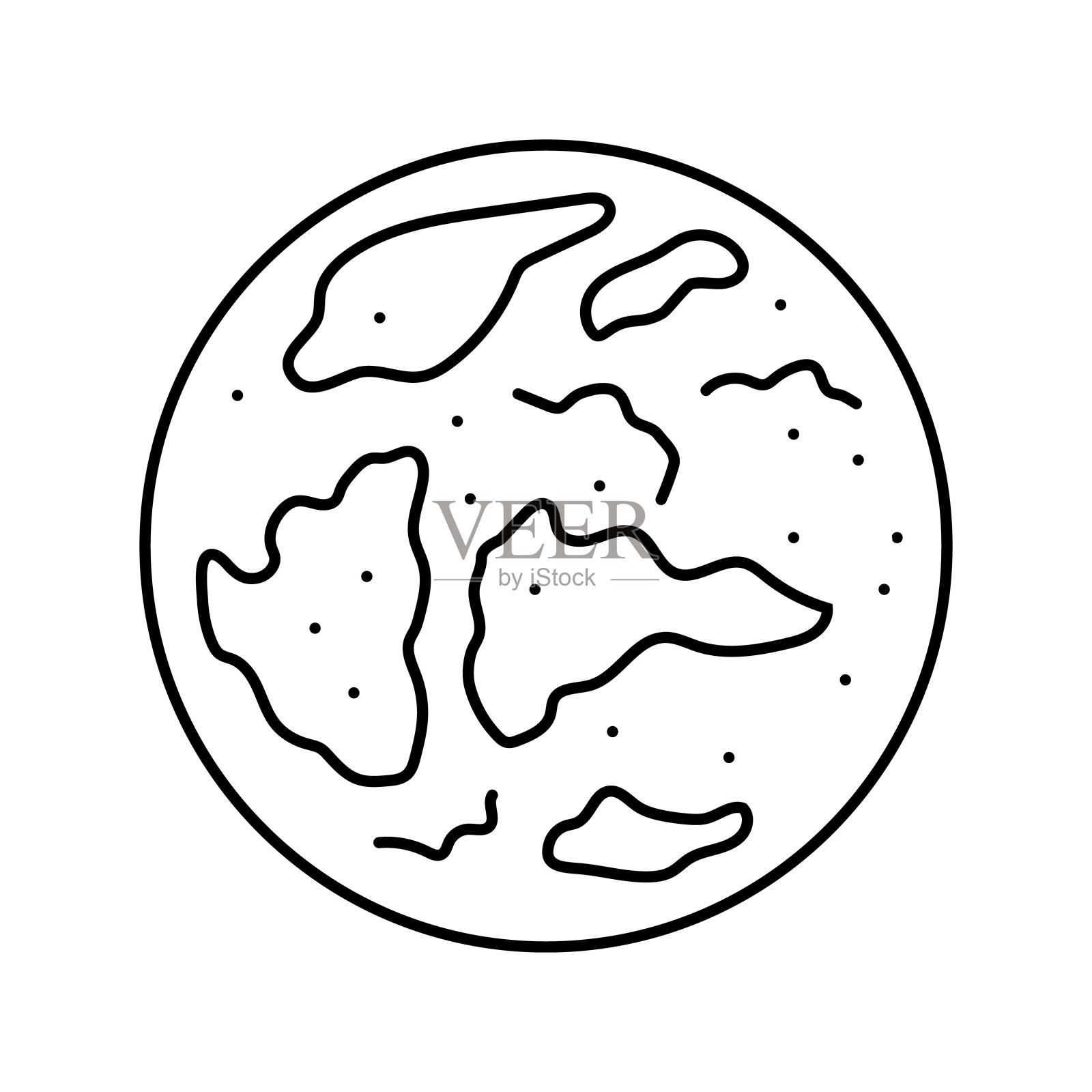 红色星球火星行星直线图标矢量插图插画图片素材