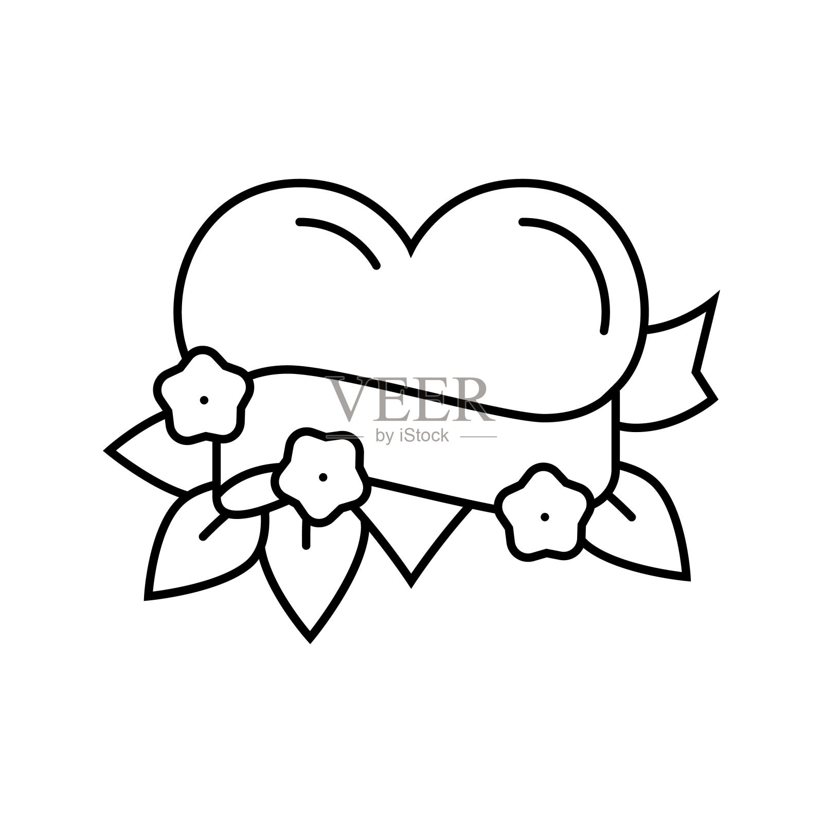 心脏艺术纹身复古线图标矢量插图插画图片素材