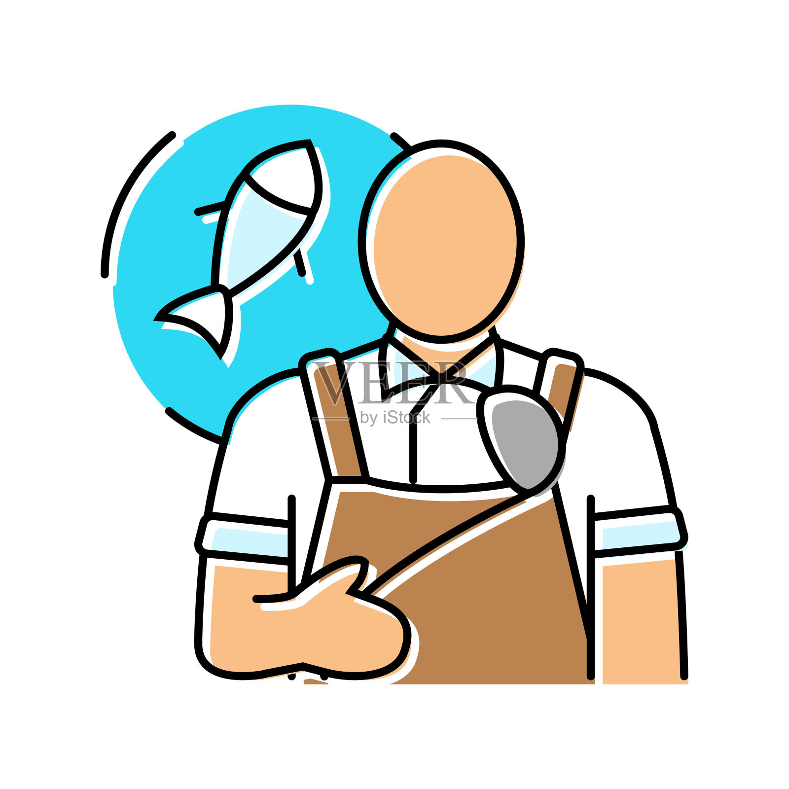 海鲜厨师餐厅颜色图标矢量插图插画图片素材