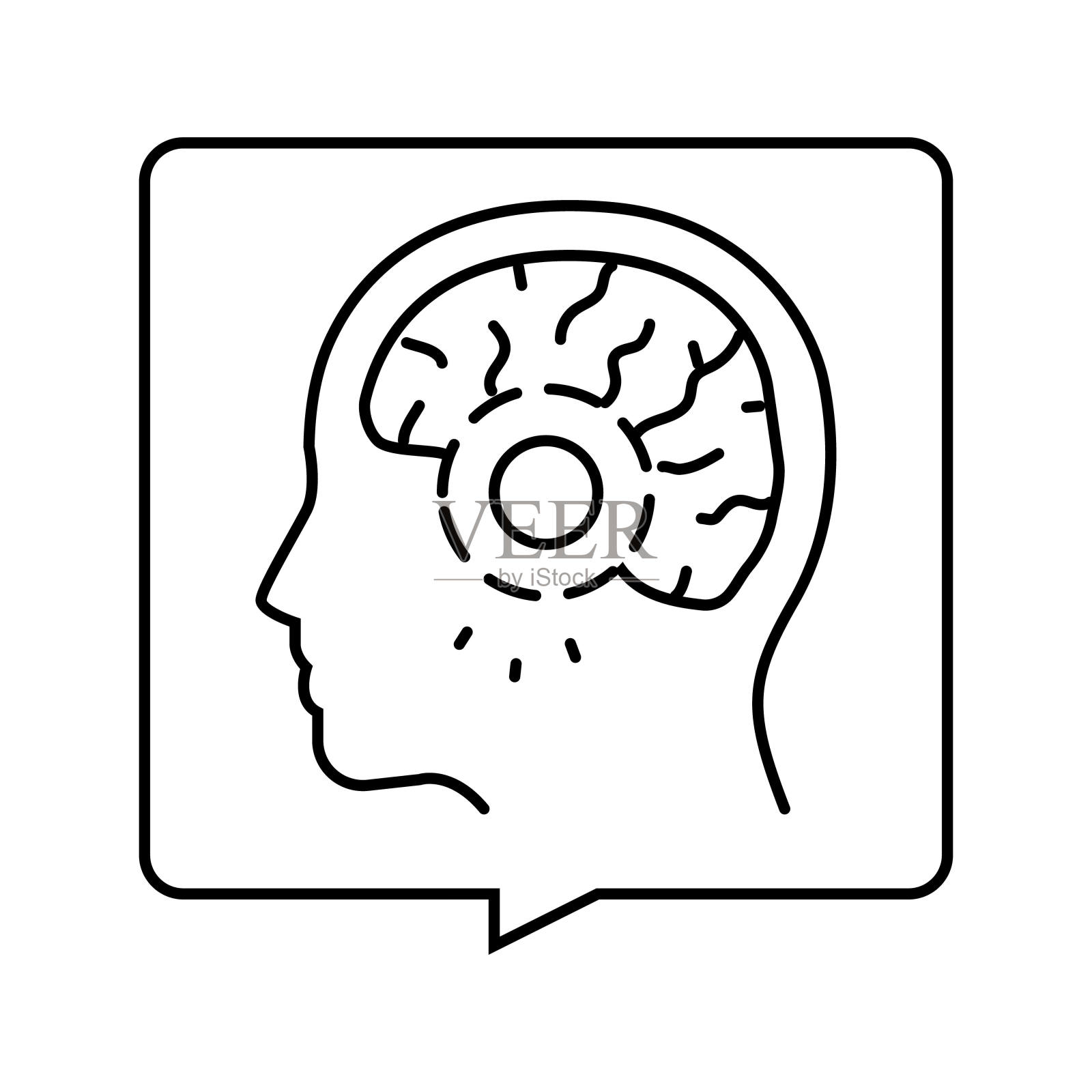头痛诊断神经科医生线图标矢量插图插画图片素材