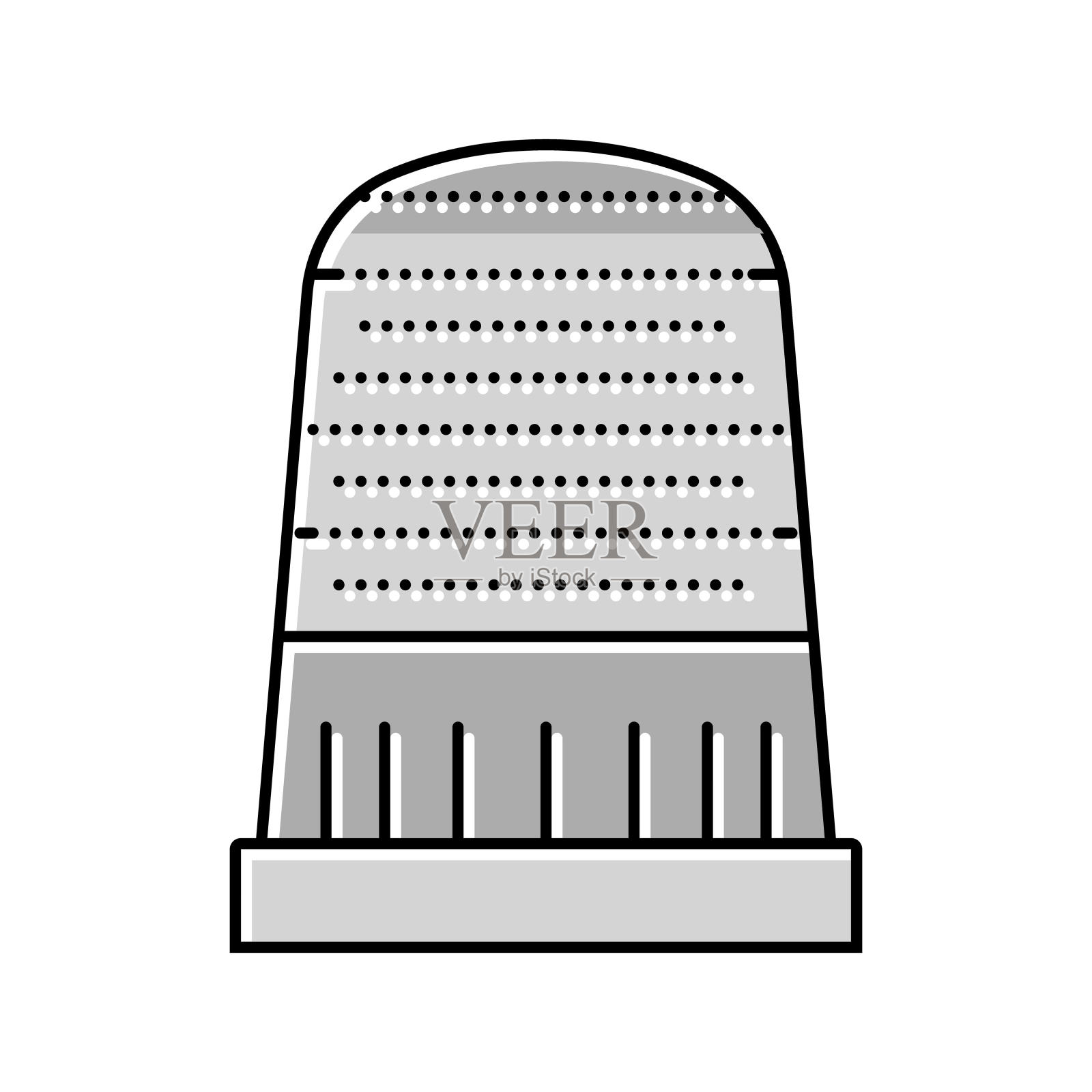 顶针刺绣业余爱好颜色图标矢量插图插画图片素材