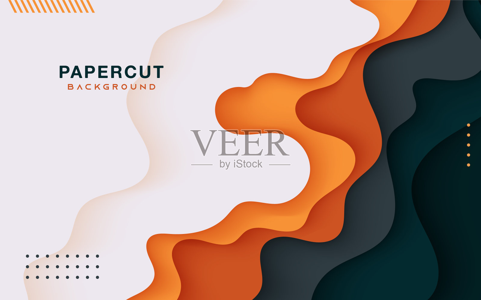 橙色和灰色剪纸背景多层装饰插画图片素材