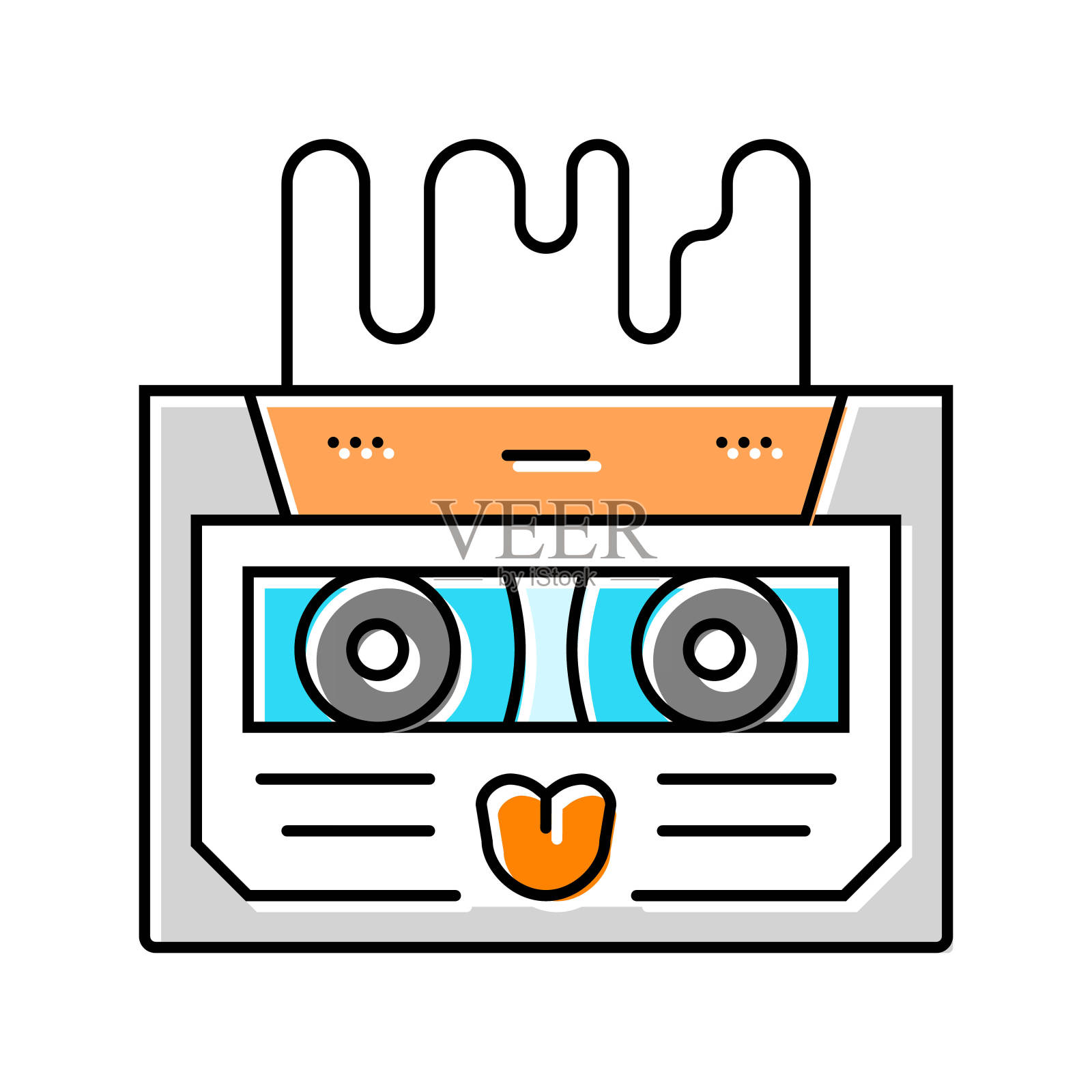 点唱机复古音乐彩色图标矢量插图插画图片素材