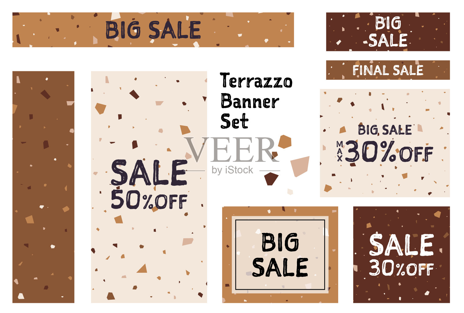 彩色水磨石图案横幅集插画图片素材