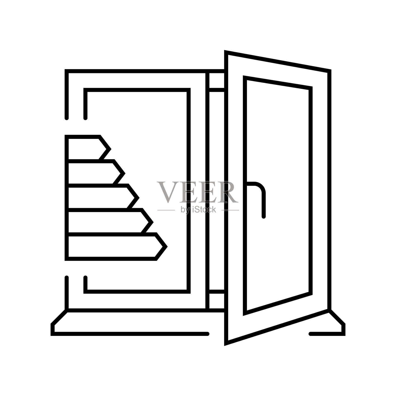 Windows节能线图标矢量插图插画图片素材