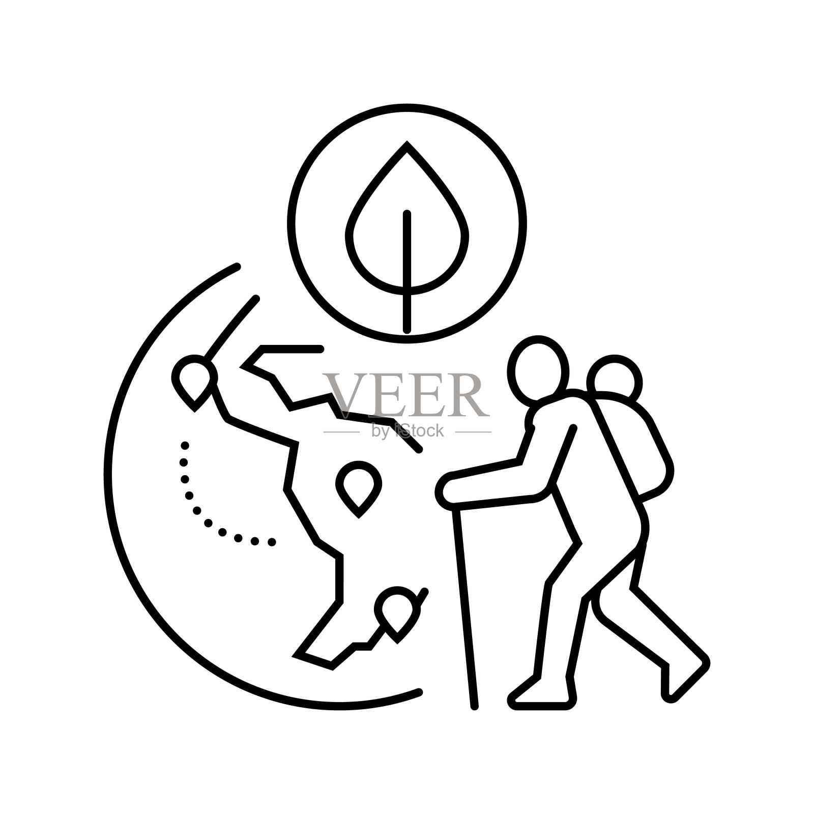生态旅游绿色生活线图标矢量插图插画图片素材