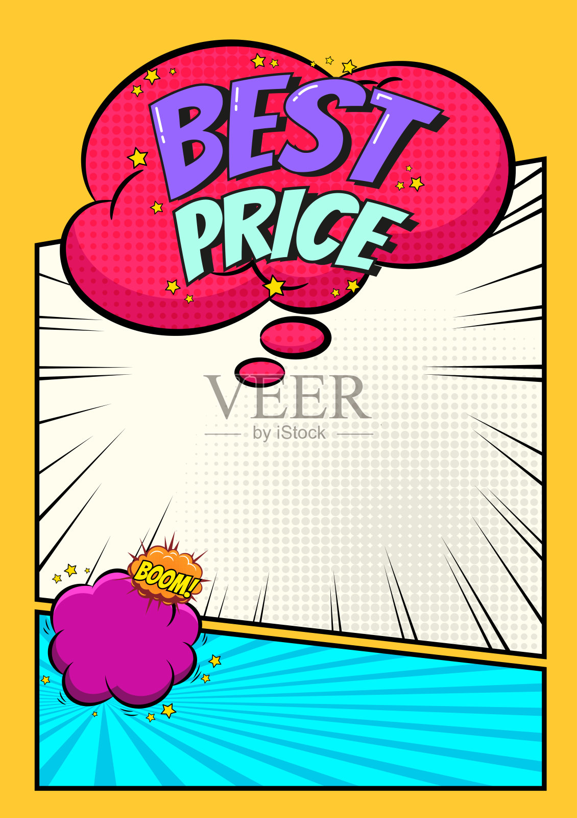 促销媒体以迷人的漫画波普艺术风格。插画图片素材