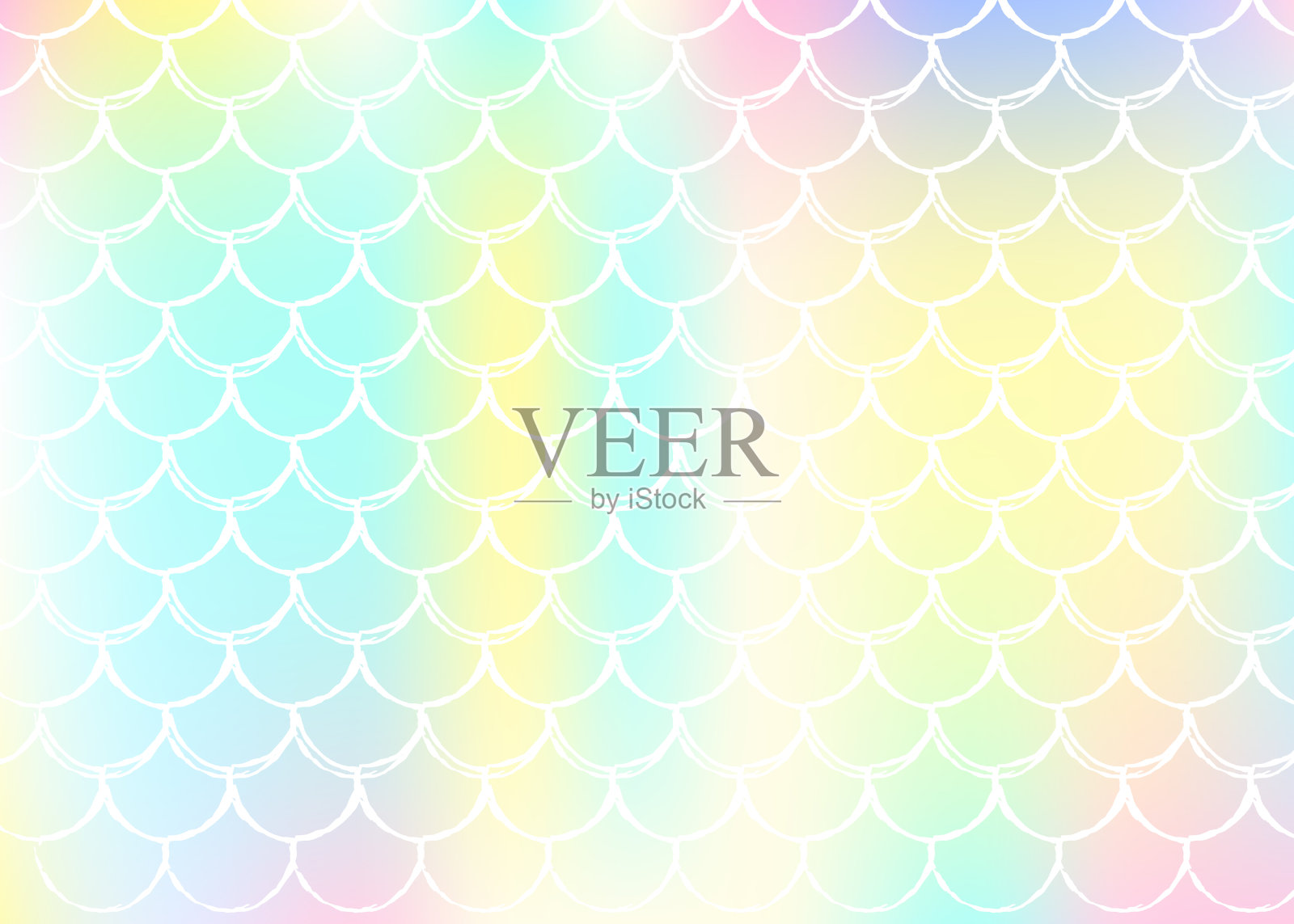 渐变比例背景与全息美人鱼。插画图片素材