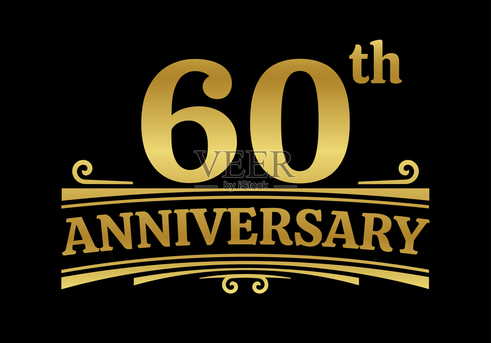 60周年纪念标志，图标或徽章。60大寿，60周年庆典，婚礼，请柬设计元素。矢量插图。插画图片素材