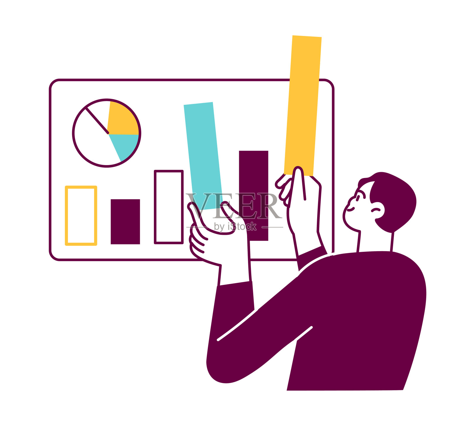 人做计划，摆桌子插画图片素材