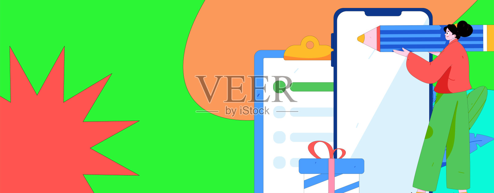 邀请朋友进行问卷平面矢量概念操作手绘插画插画图片素材