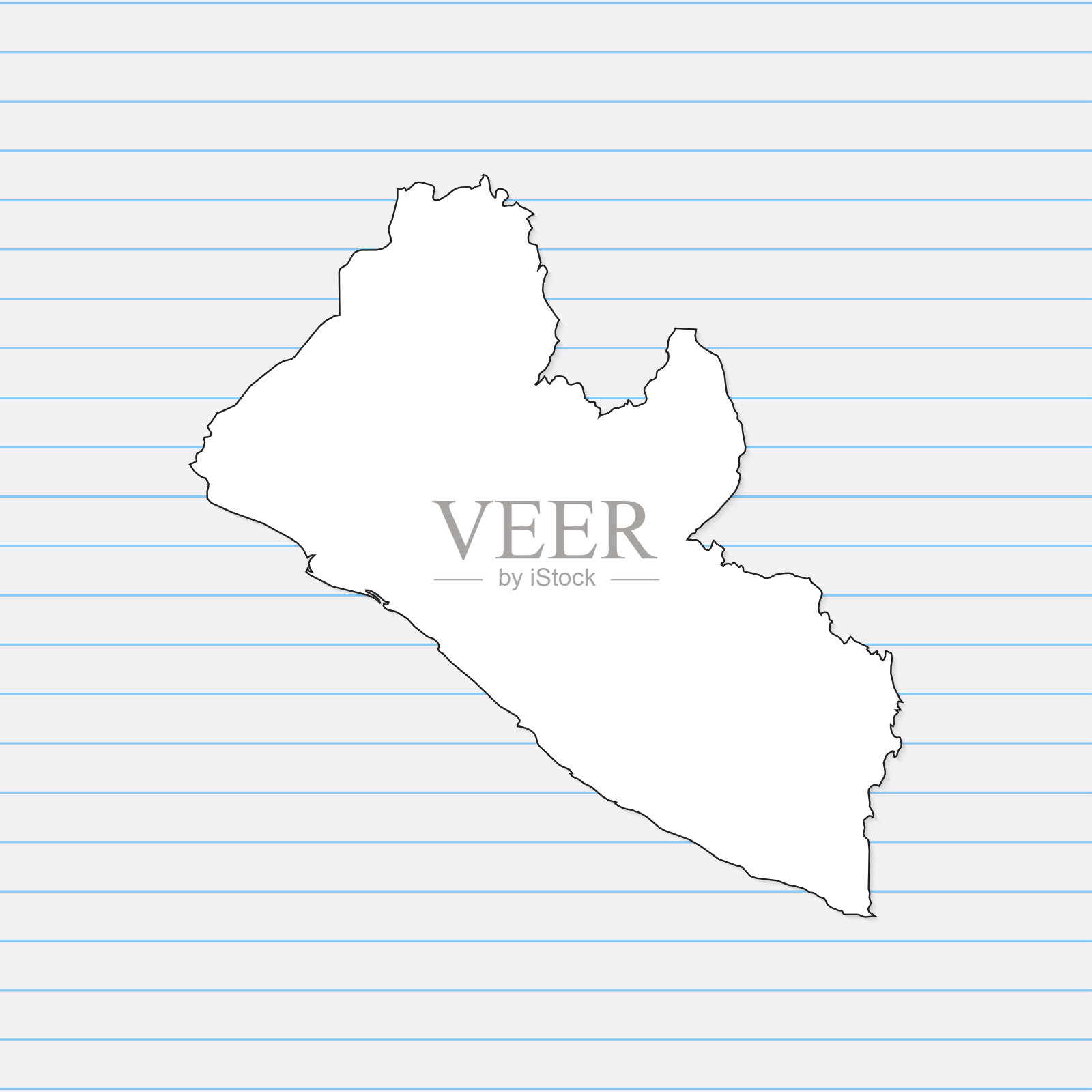 利比里亚矢量地图白色手绘在一块学校笔记本的背景。矢量插图EPS10插画图片素材