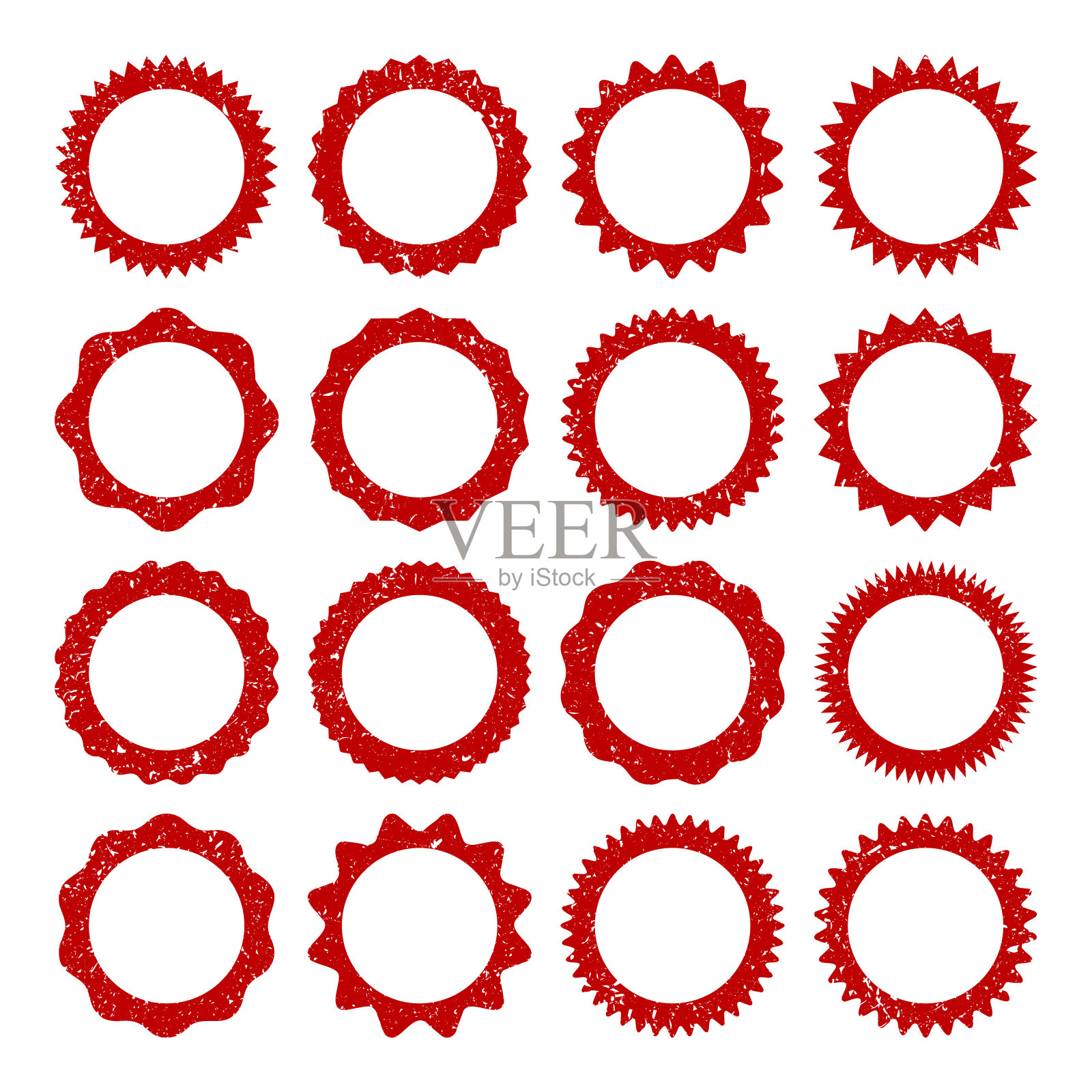 发行邮票、标签和徽章。垃圾印记和邮戳。棕色老式圆圈明信片水印。使用信封设计元素。矢量图插画图片素材