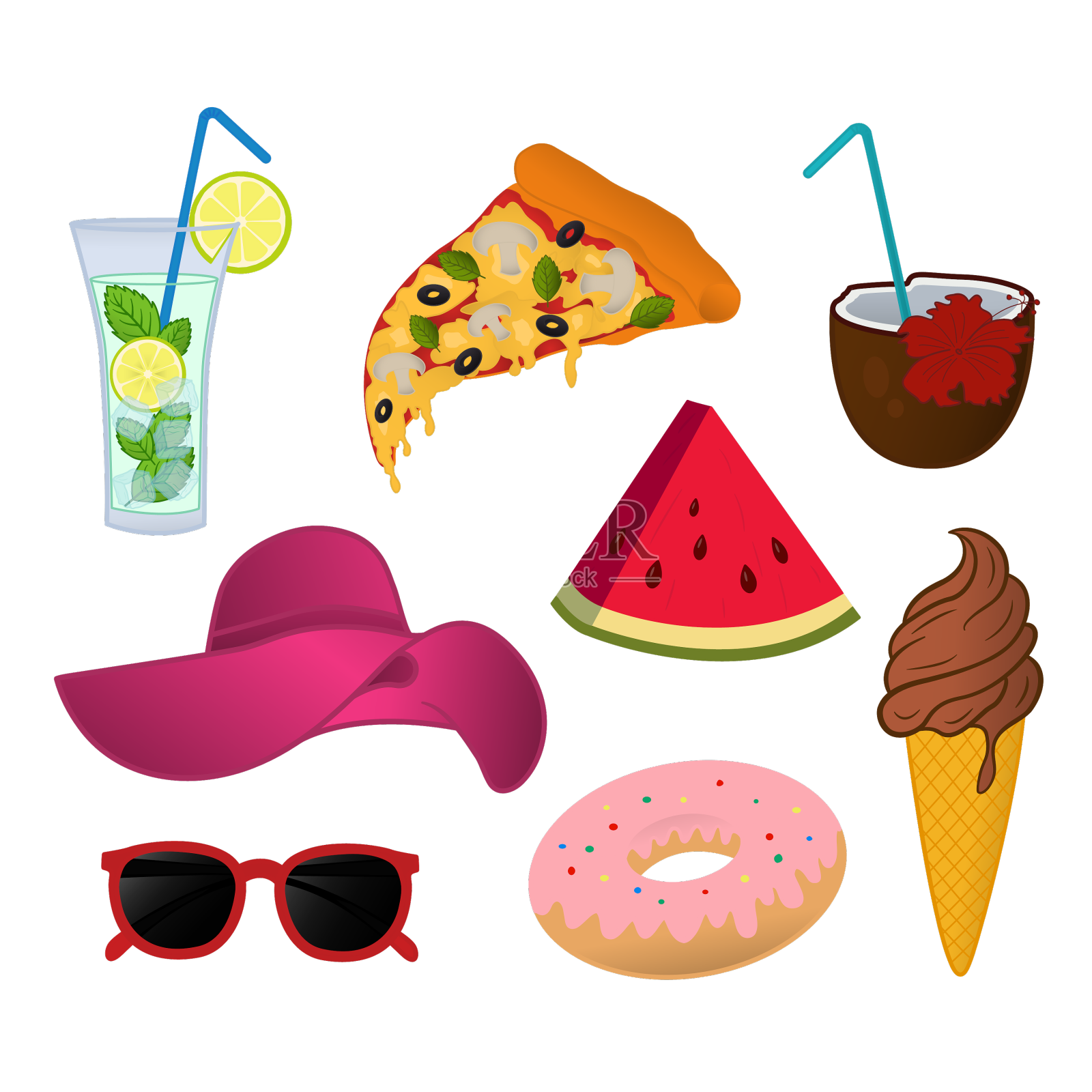 一套夏日卡通元素设计元素图片