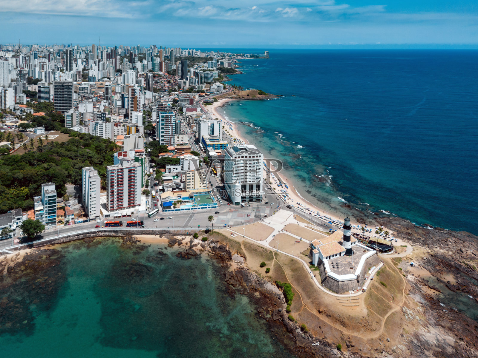 萨尔瓦多达巴伊亚的海岸线全景照片摄影图片