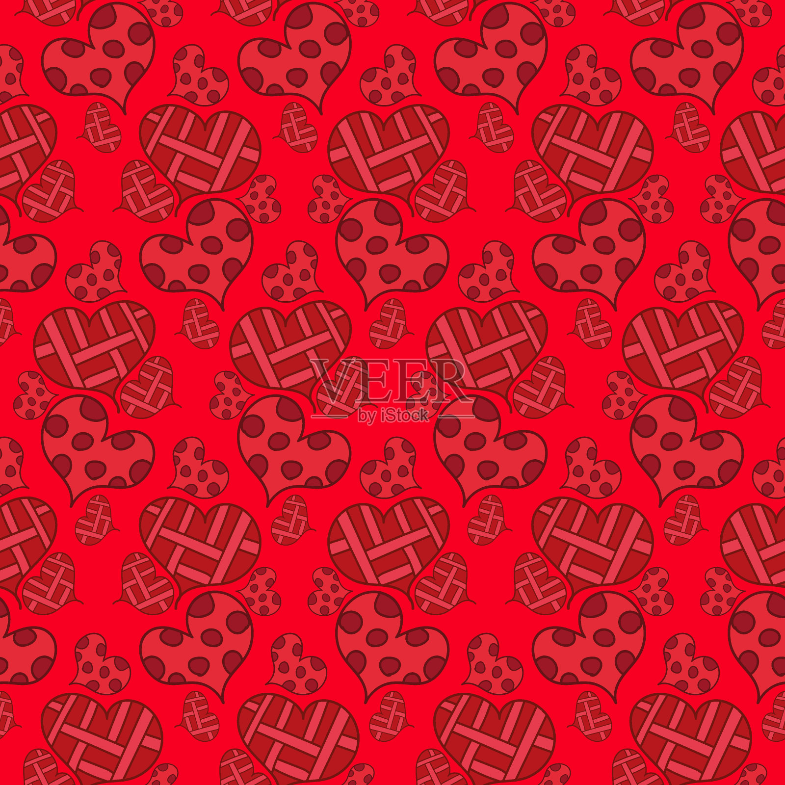 情人节的无缝红心图案。纹理打印和创建自己的设计插画图片素材