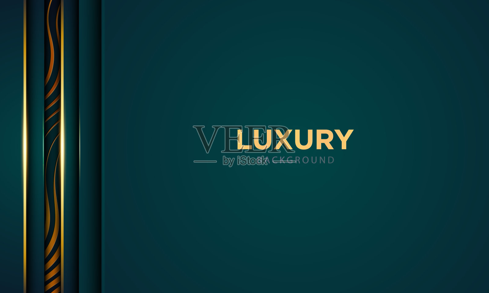 深绿色和金色线条抽象的背景。插画图片素材