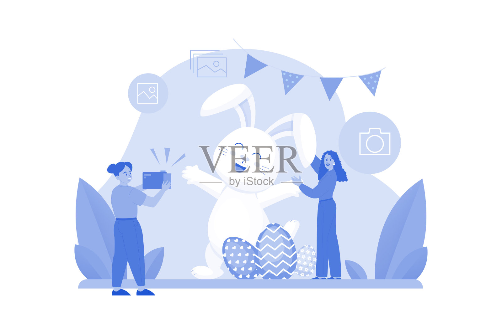 复活节插图概念上的白色背景插画图片素材