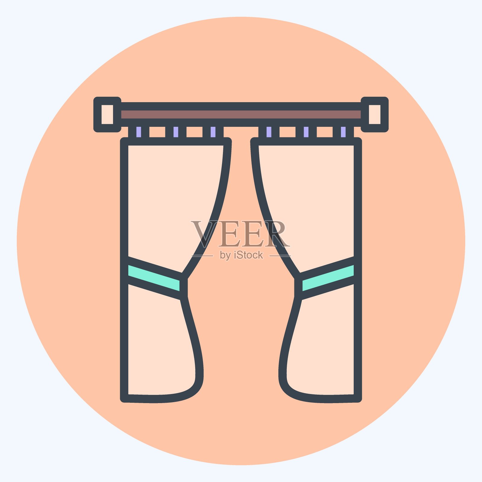 图标挂饰与窗帘符号有关。颜色搭配风格。简单的设计可编辑。简单的说明插画图片素材