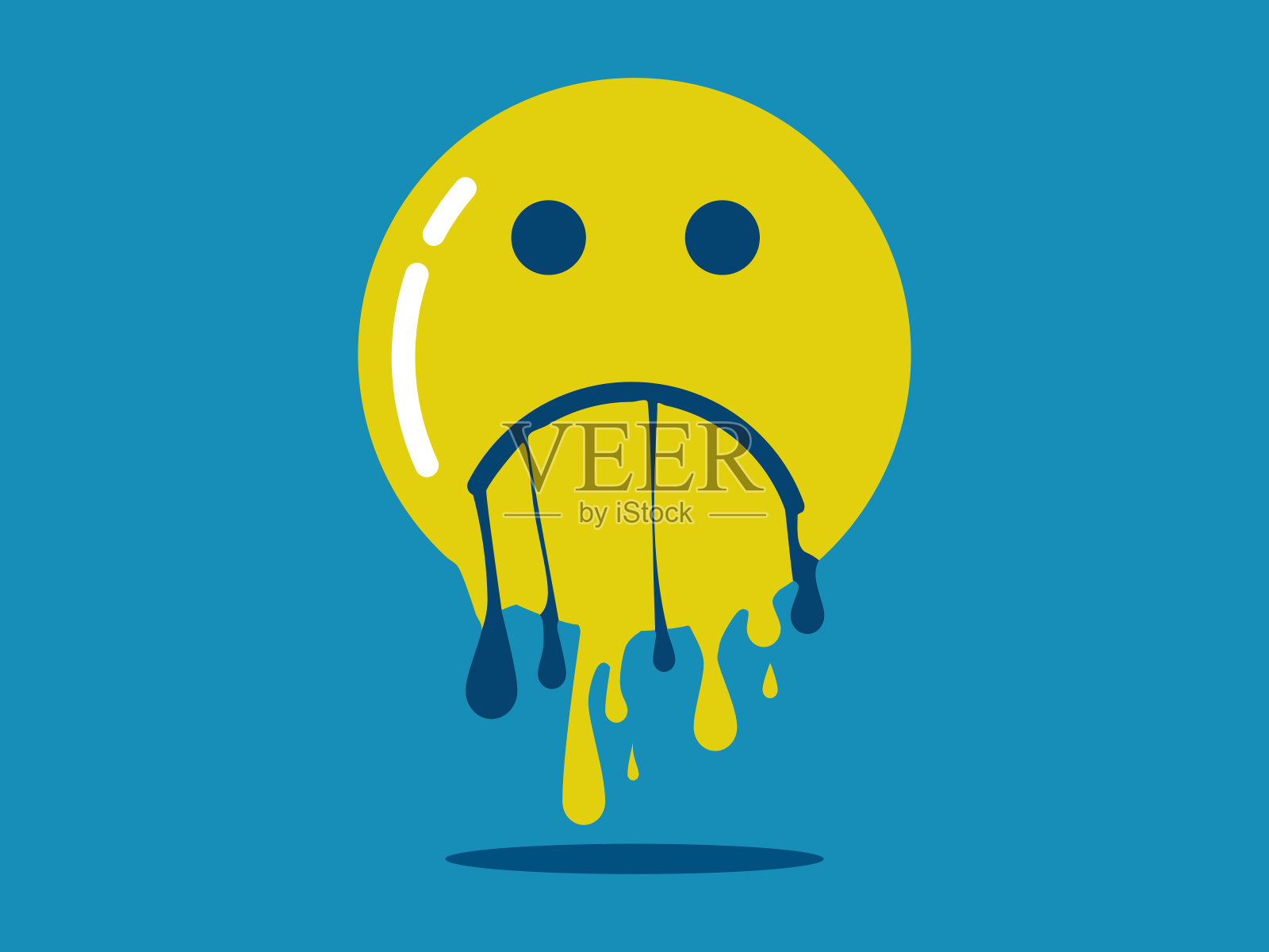 融化的悲伤的脸图标。万物的概念正在消失插画图片素材