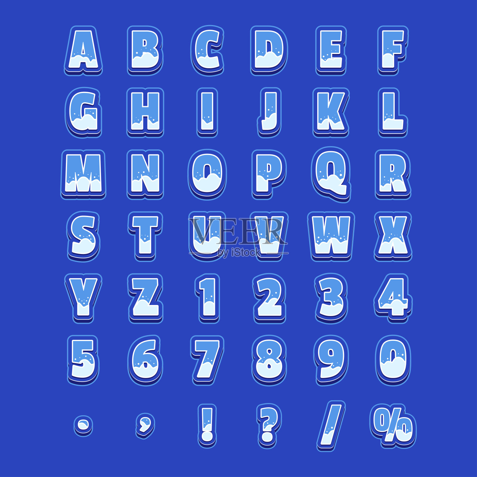 冬季字母字体矢量排版_插画图片素材