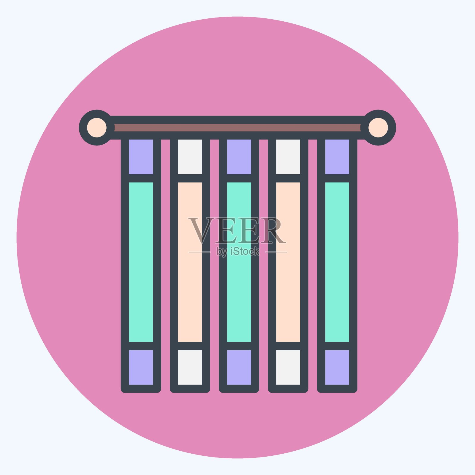 图标的日本。与窗帘符号有关。颜色搭配风格。简单的设计可编辑。简单的说明插画图片素材