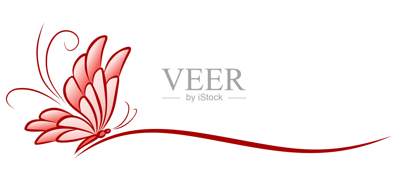 红色蝴蝶的象征。插画图片素材