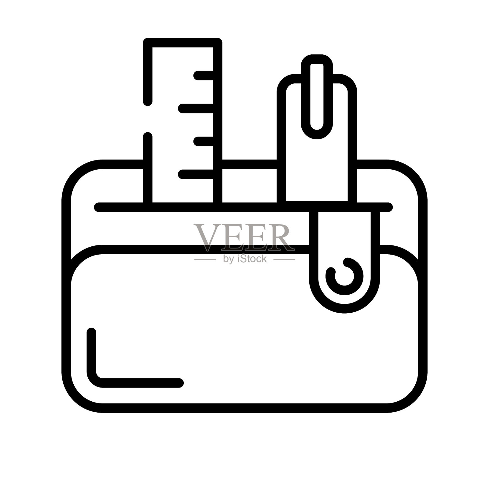 铅笔盒矢量设计，准备使用图标，隔离在白色背景上。插画图片素材