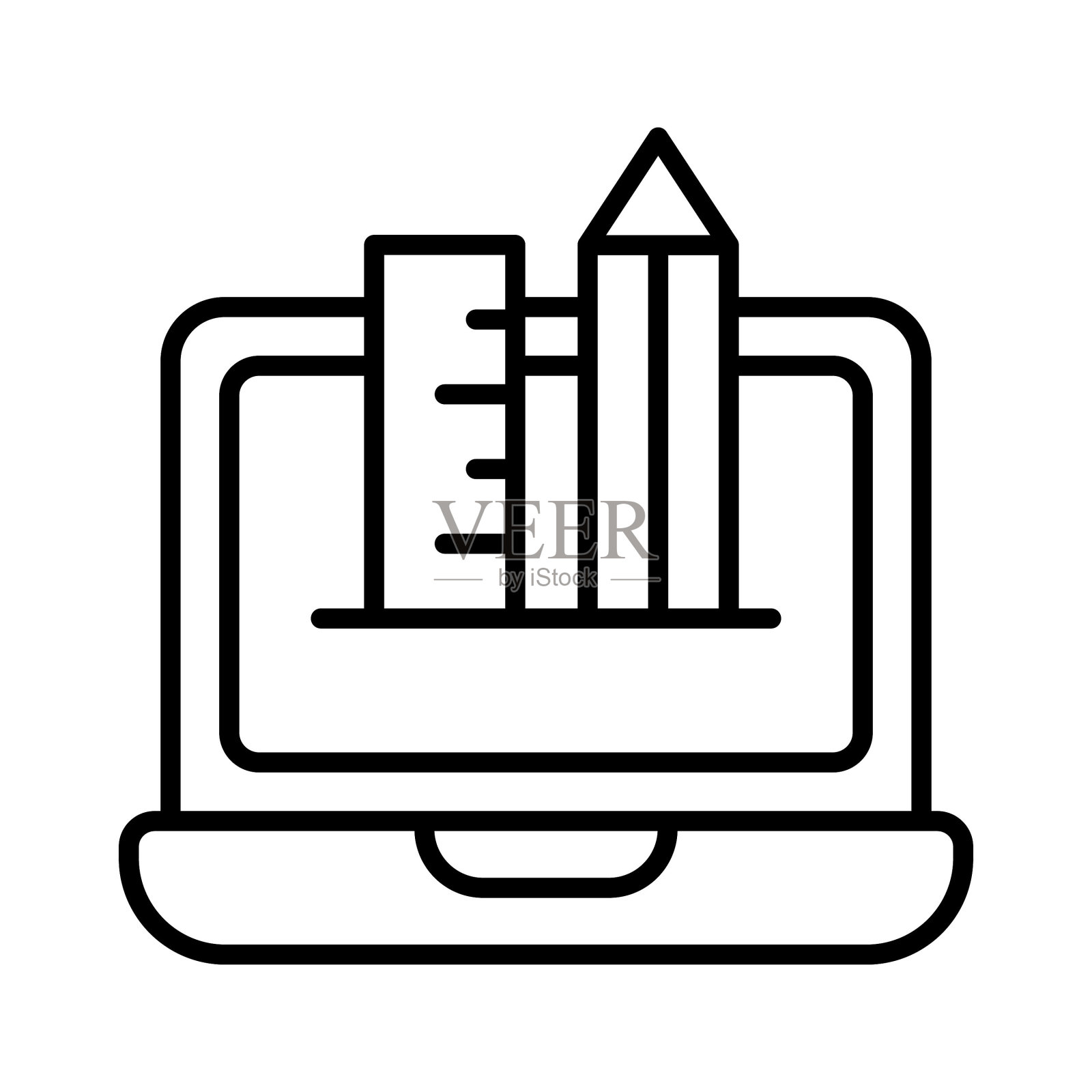 抓住这个惊人的图标的绘图工具在时尚的平面风格。插画图片素材