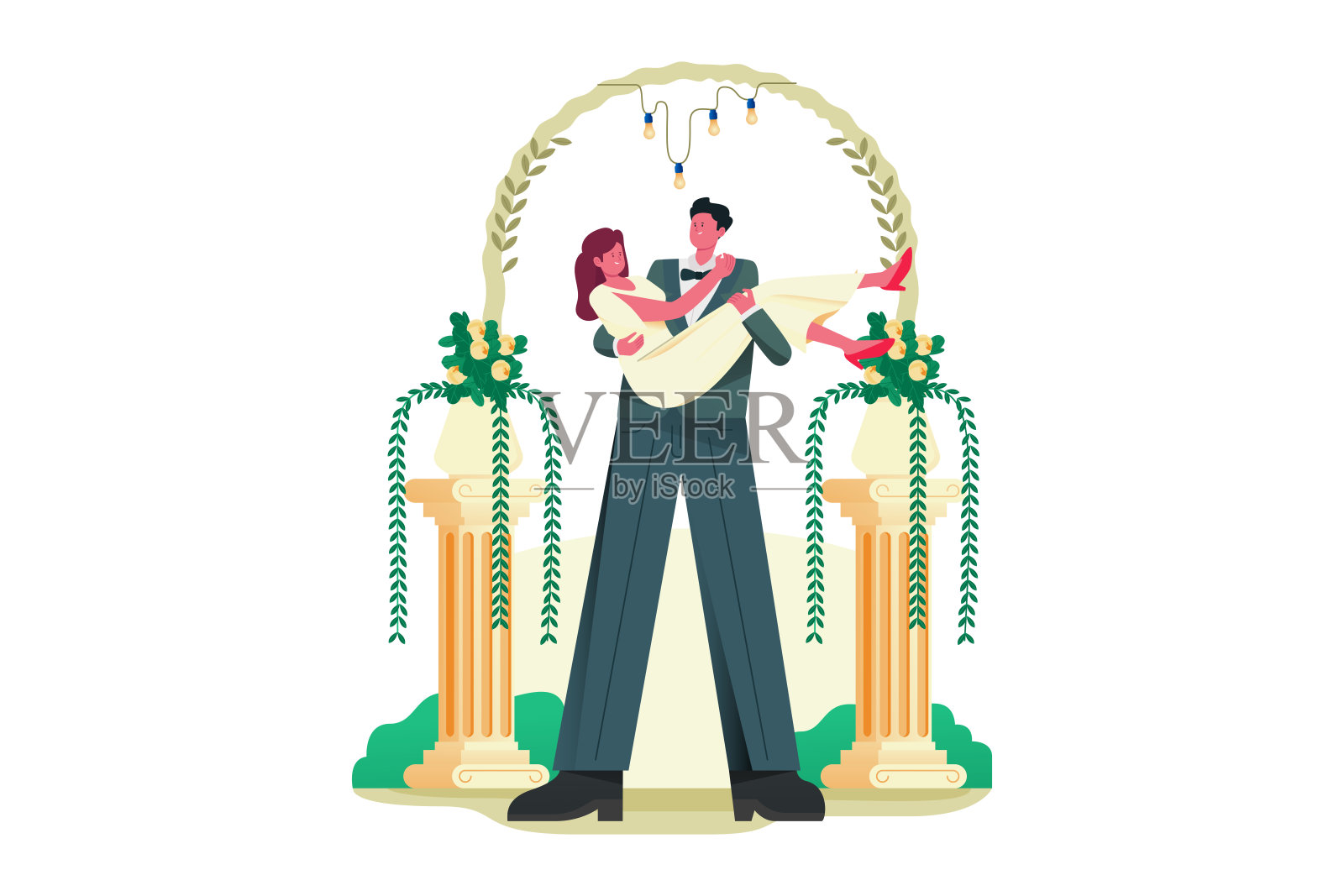 新婚夫妇婚礼人物插画插画图片素材