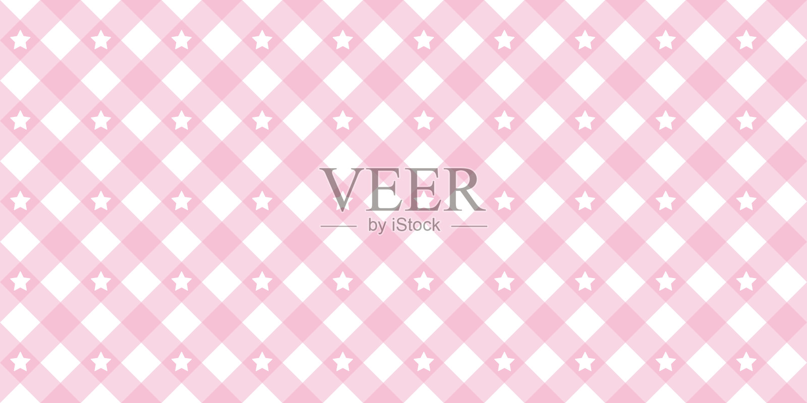 条纹星对角无缝图案在粉红色柔和的颜色。维希格纹设计为复活节节日纺织品装饰。矢量方格图案的织物-野餐毯，桌布，礼服，餐巾。插画图片素材
