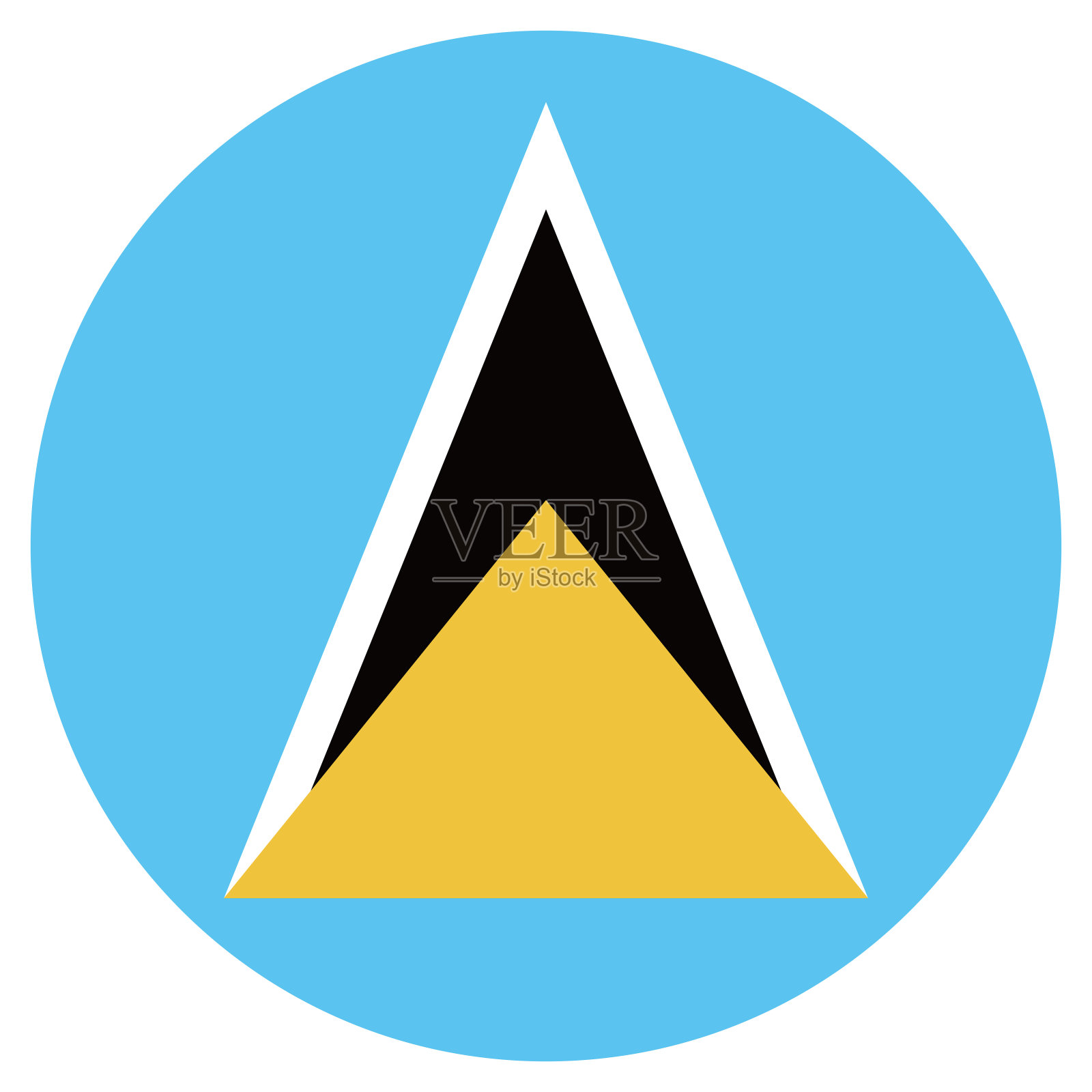 圣卢西亚国旗。按钮标志图标。标准颜色。圆形图标标志。电脑插图。数码插图。矢量插图。插画图片素材