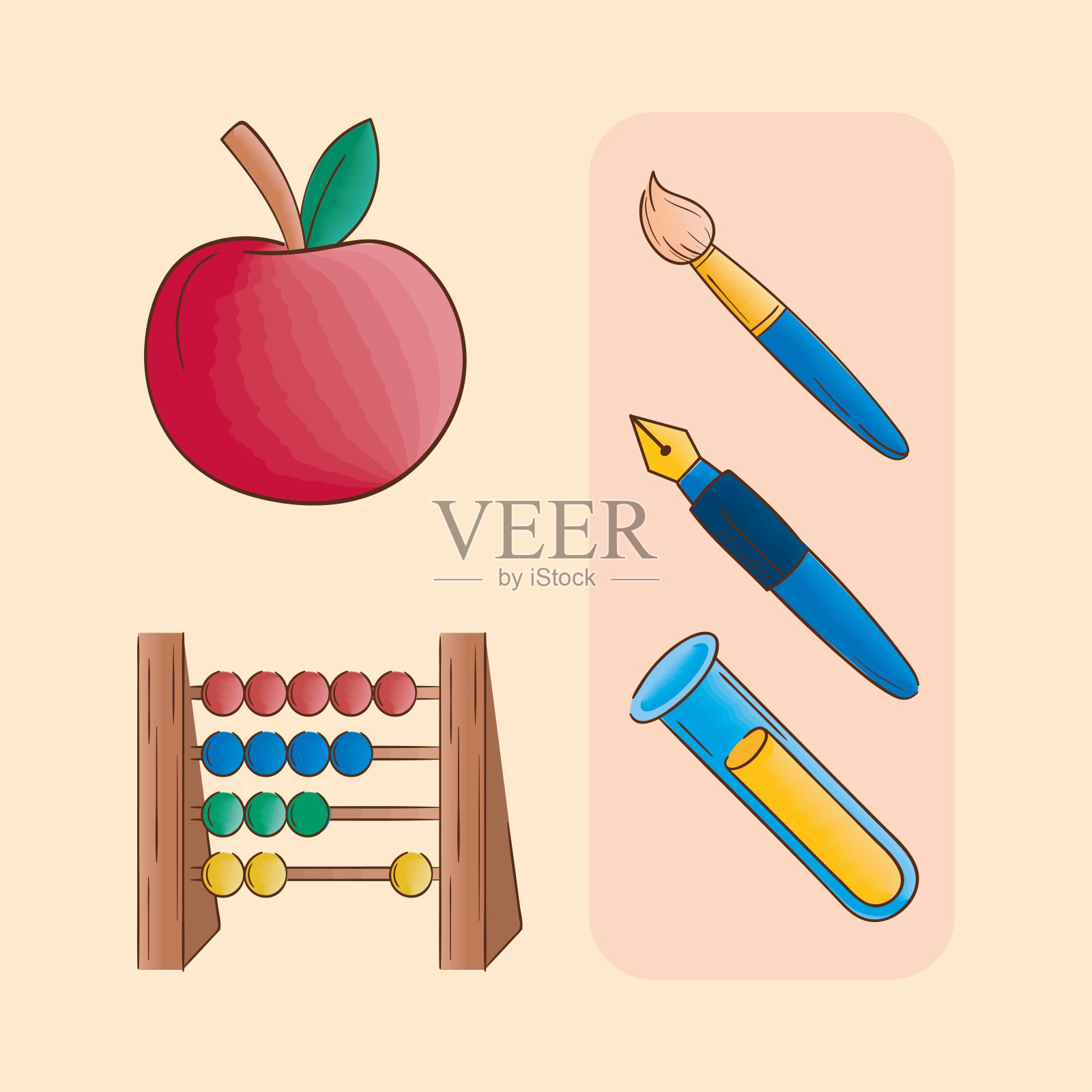 一套学习用品插画图片素材