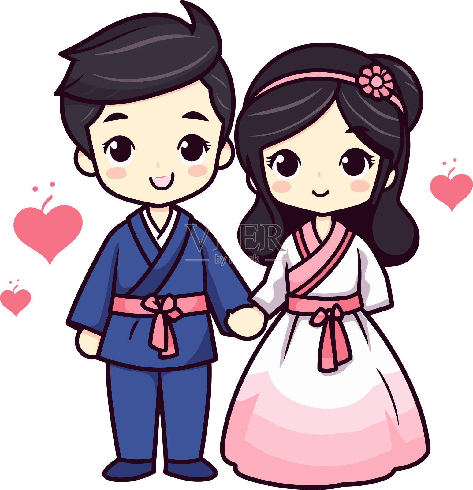 日本夫妇手绘漫画日本夫妇设计元素图片