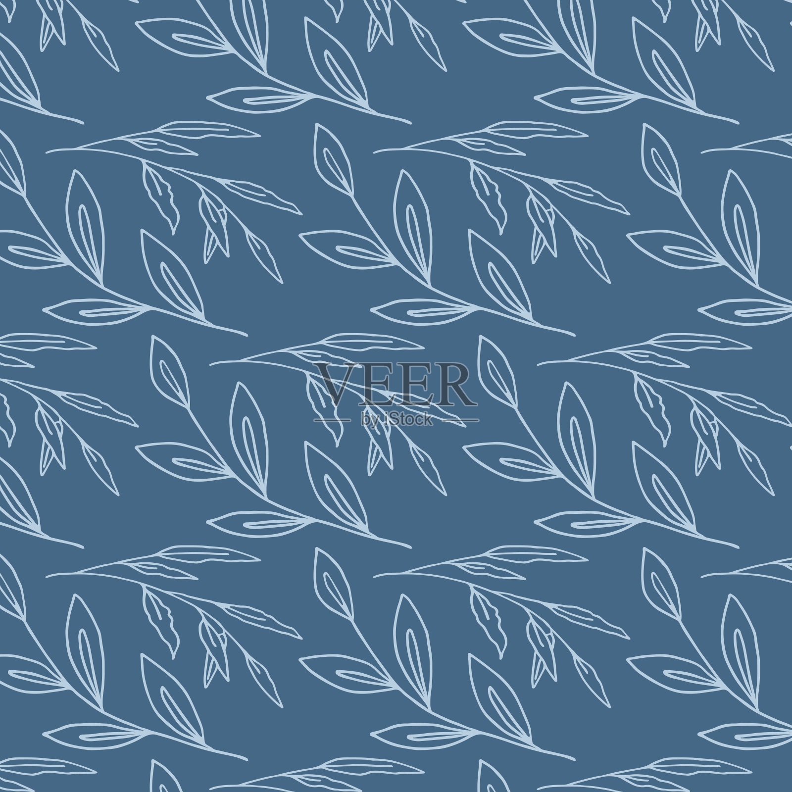斯堪的纳维亚风格的无缝图案与树叶。简约的背景。插画图片素材