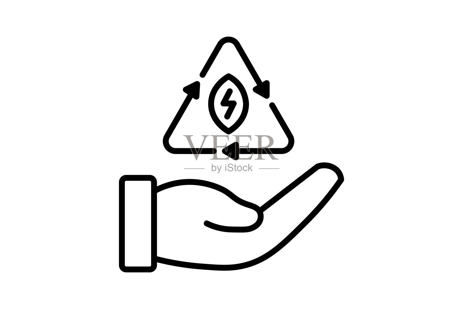 节能图标。与能源和技术发展相关的图标。线条图标样式。简单的矢量设计可编辑插画图片素材