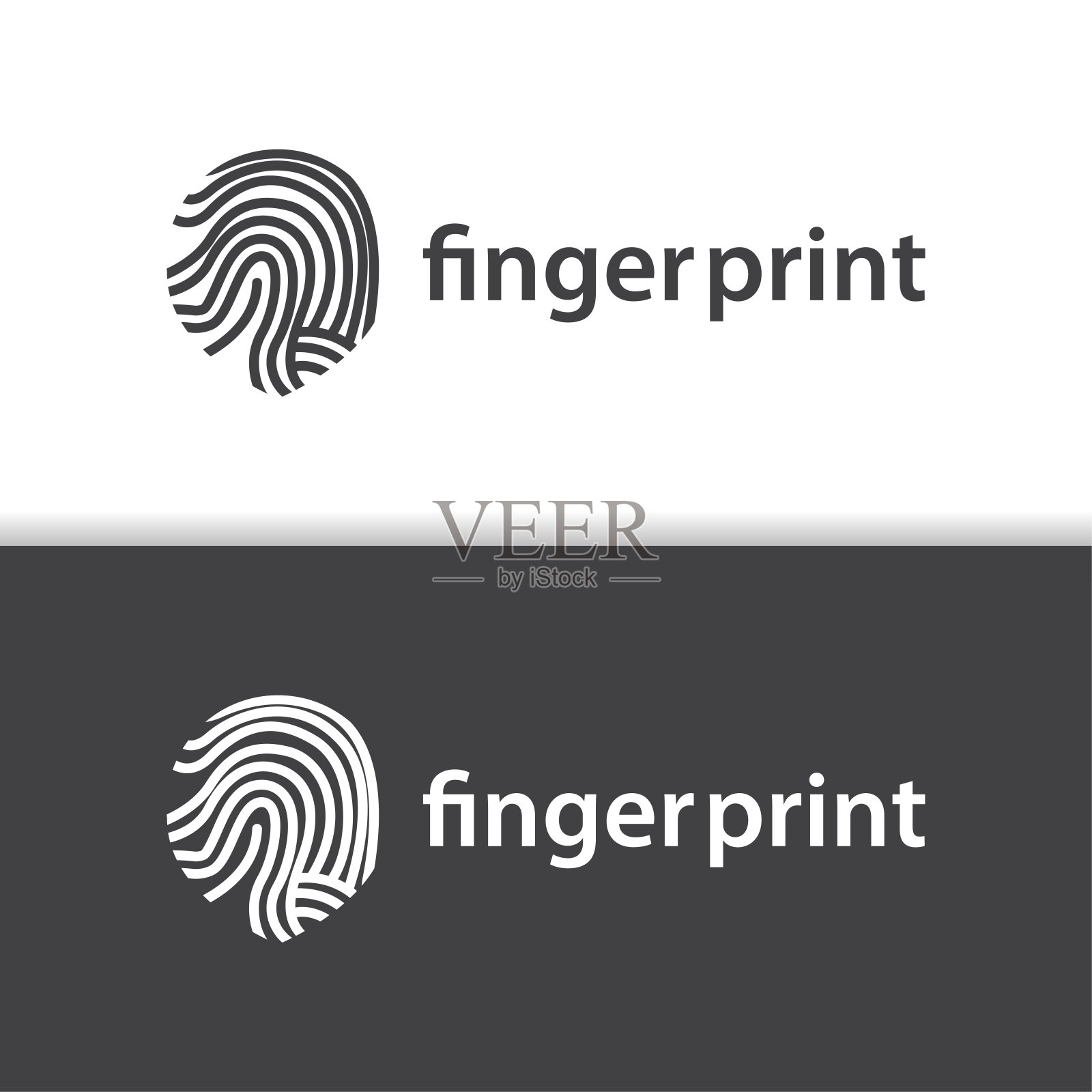 高级指纹标志，人类身份设计简单的线条模型模板说明插画图片素材