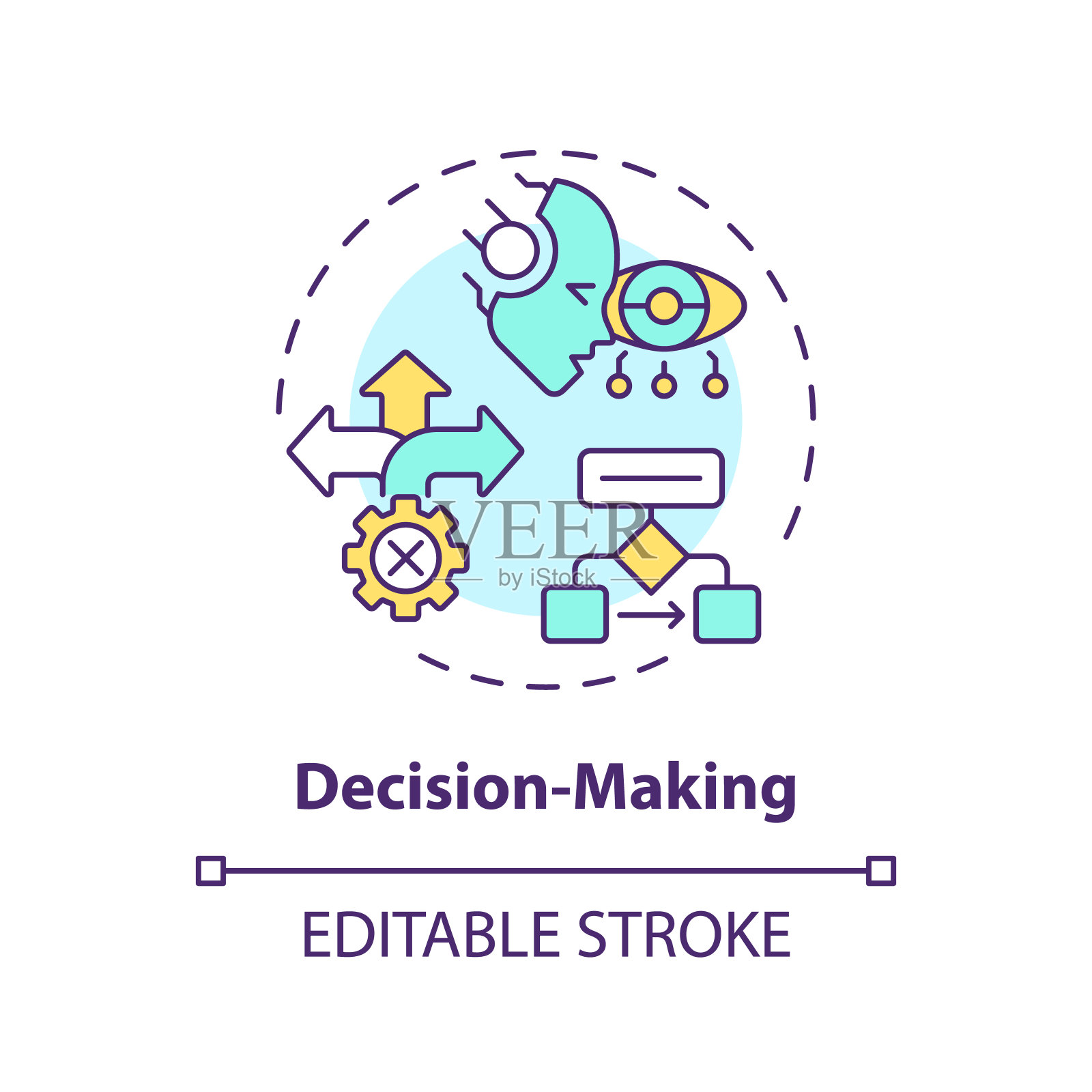 细线简单的彩色决策图标概念插画图片素材