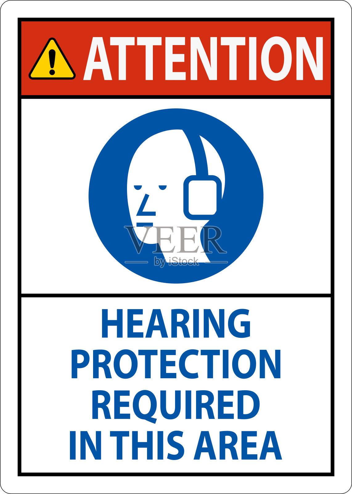 注意标志:本区域需要听力保护插画图片素材