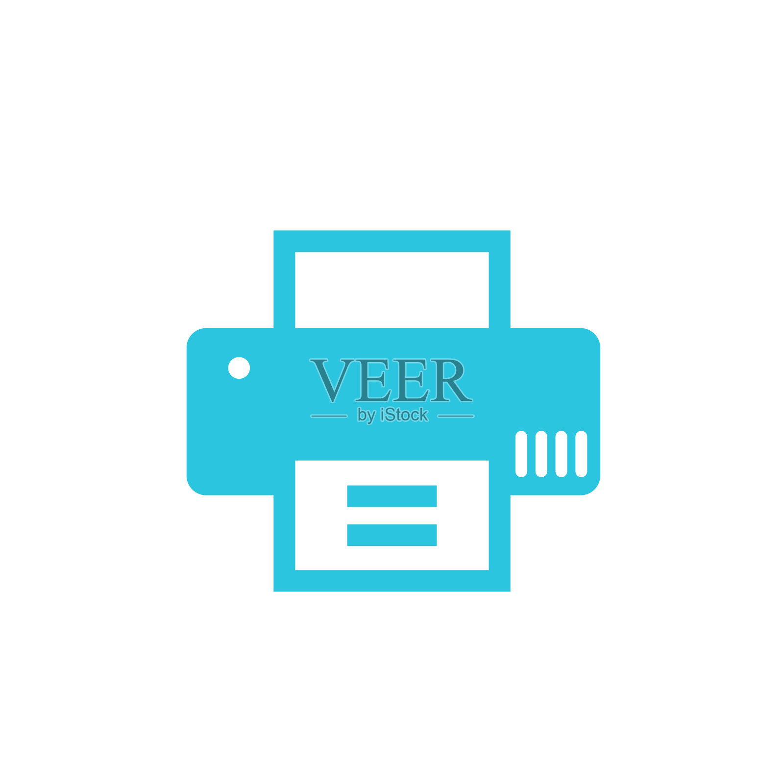 生态可再充水箱打印机。从蓝色图标集。插画图片素材