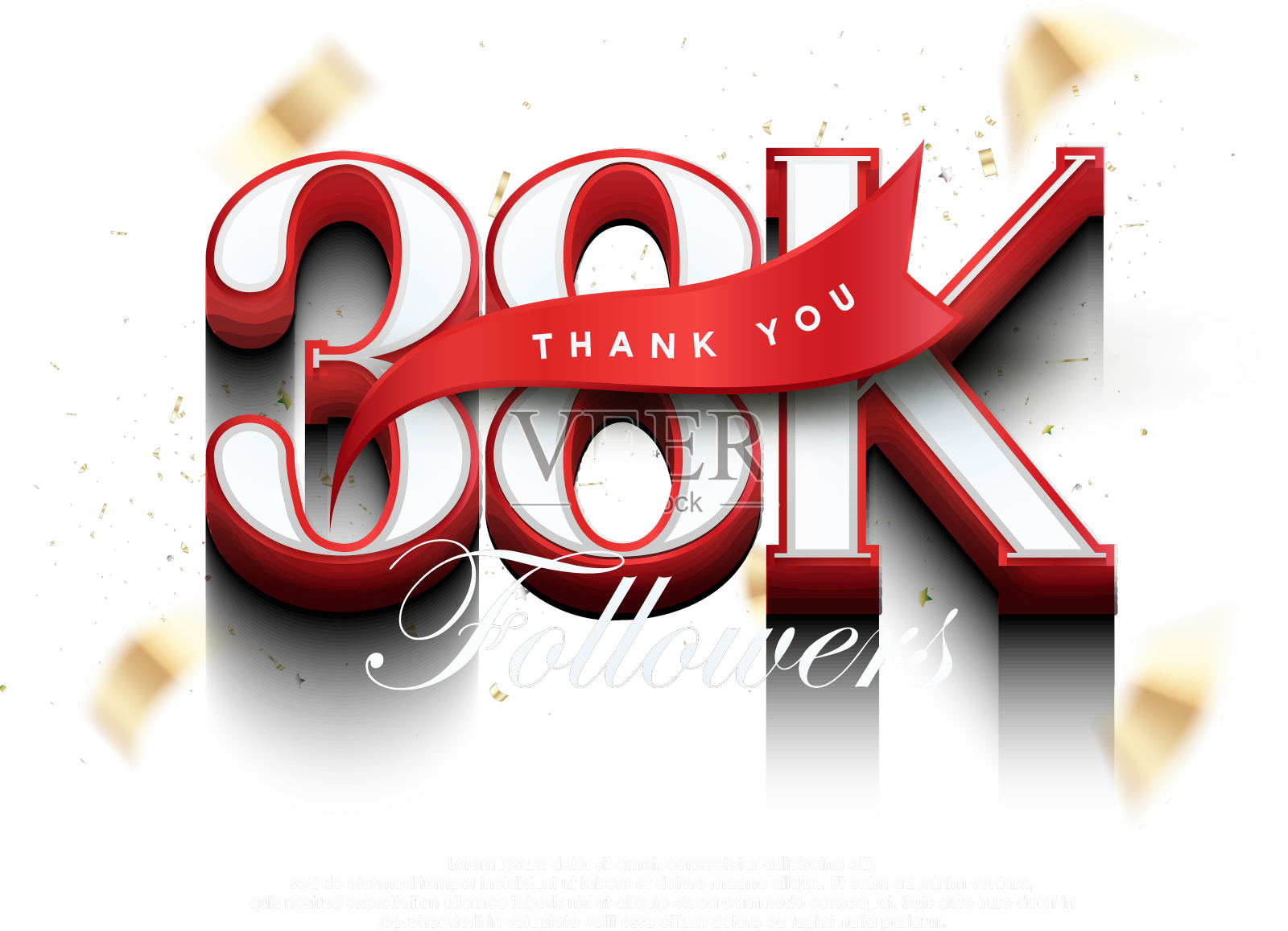 谢谢38k红色3d数字的粉丝设计元素图片