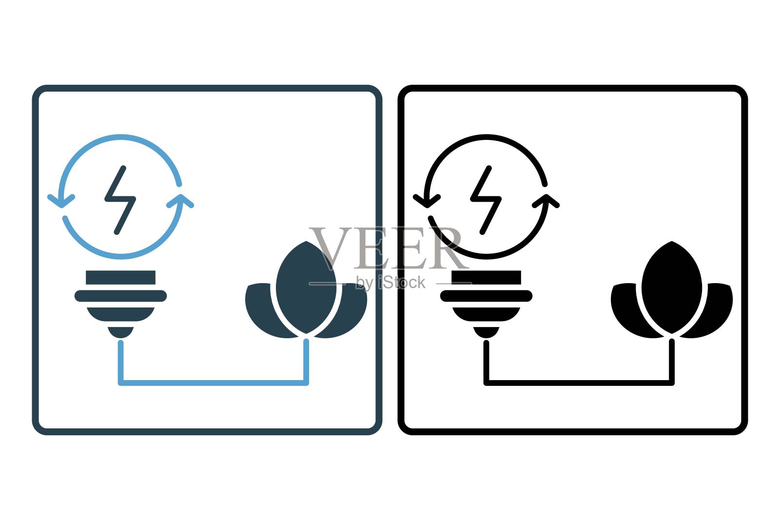 可再生能源图标。与能源和技术发展相关的图标。固体图标样式。简单的矢量设计可编辑插画图片素材