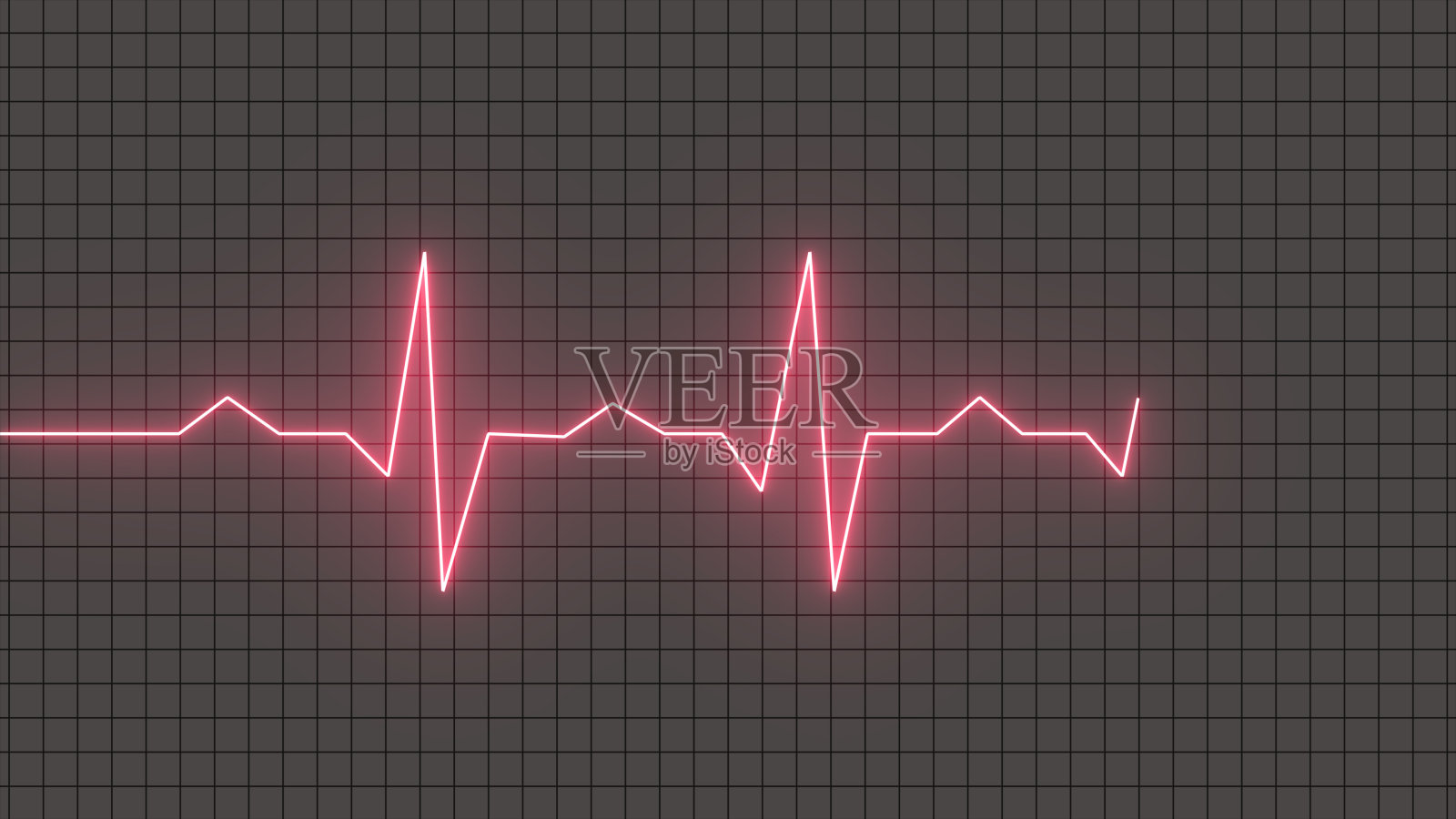 心电图霓虹灯心跳脉搏率线。健康和医疗的概念。心电图，脉搏波，心电图和心律插画图片素材