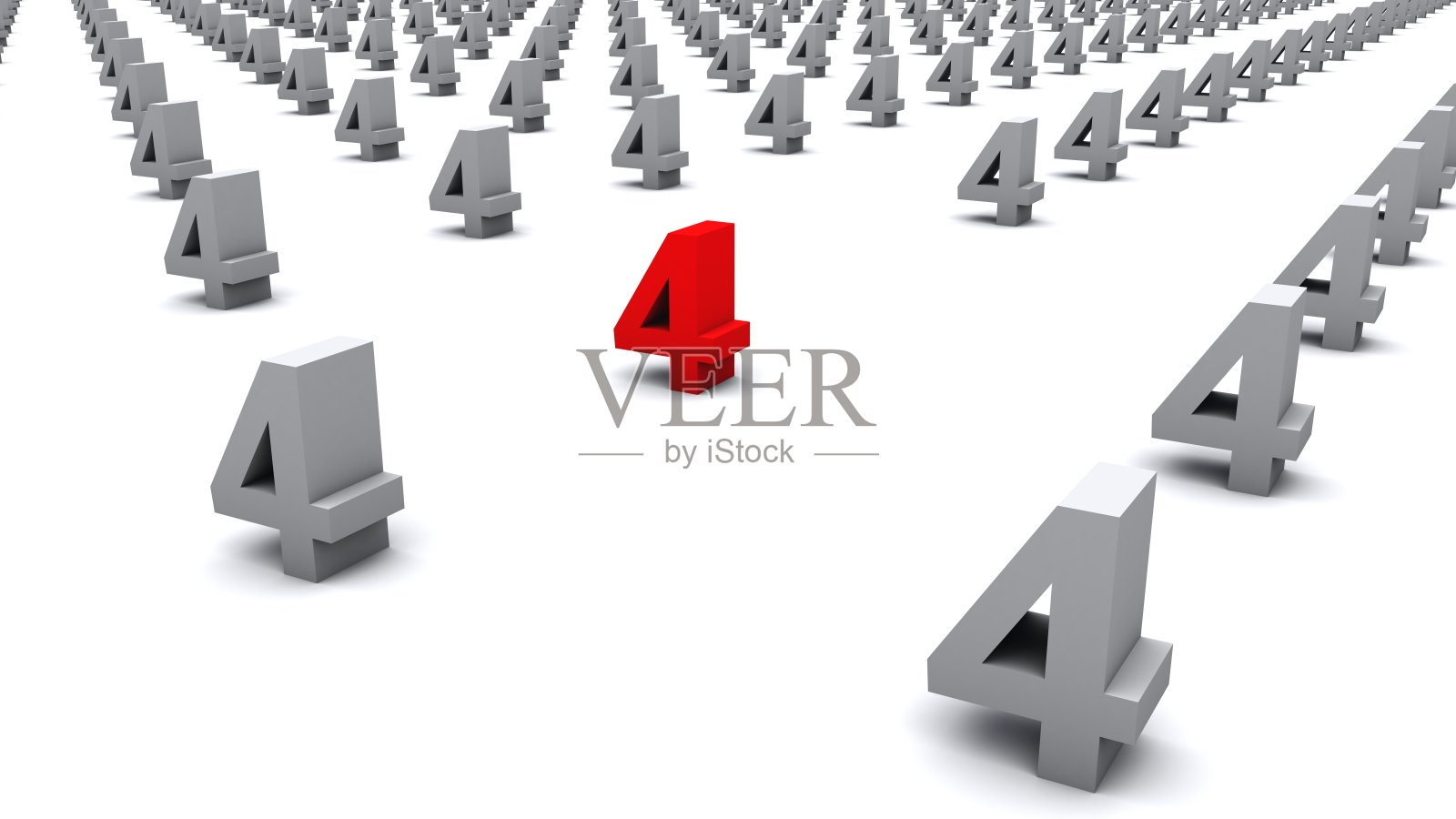 数字4的3D插图从人群中脱颖而出照片摄影图片