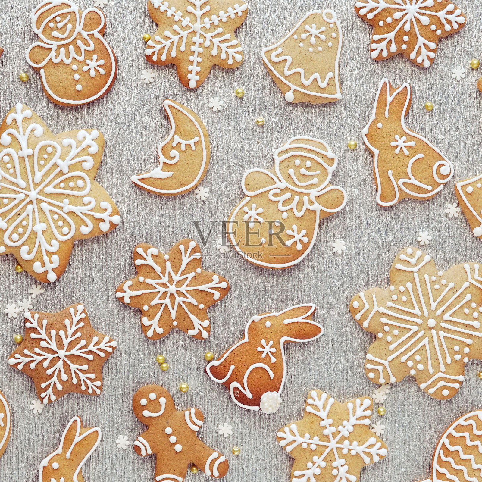 无谷蛋白捷克姜饼饼干。无糖甜点。素食饼干。俯视图照片摄影图片