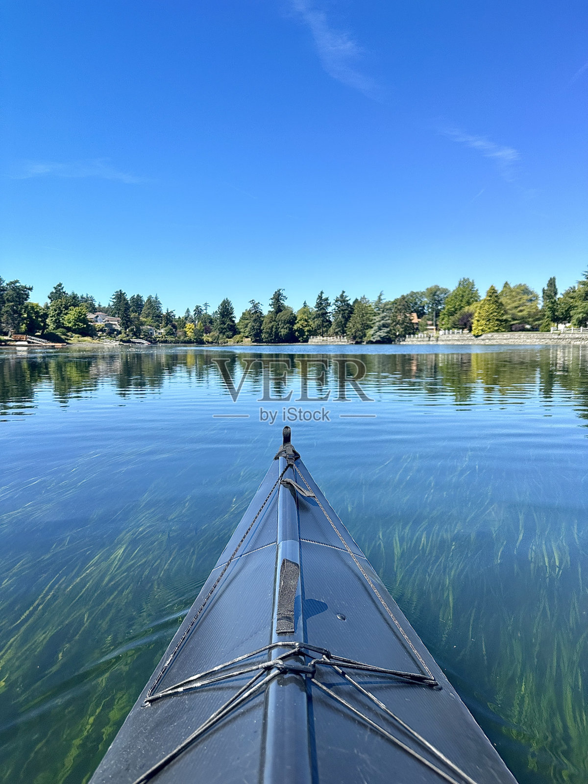 在阳光明媚的日子里划独木舟照片摄影图片