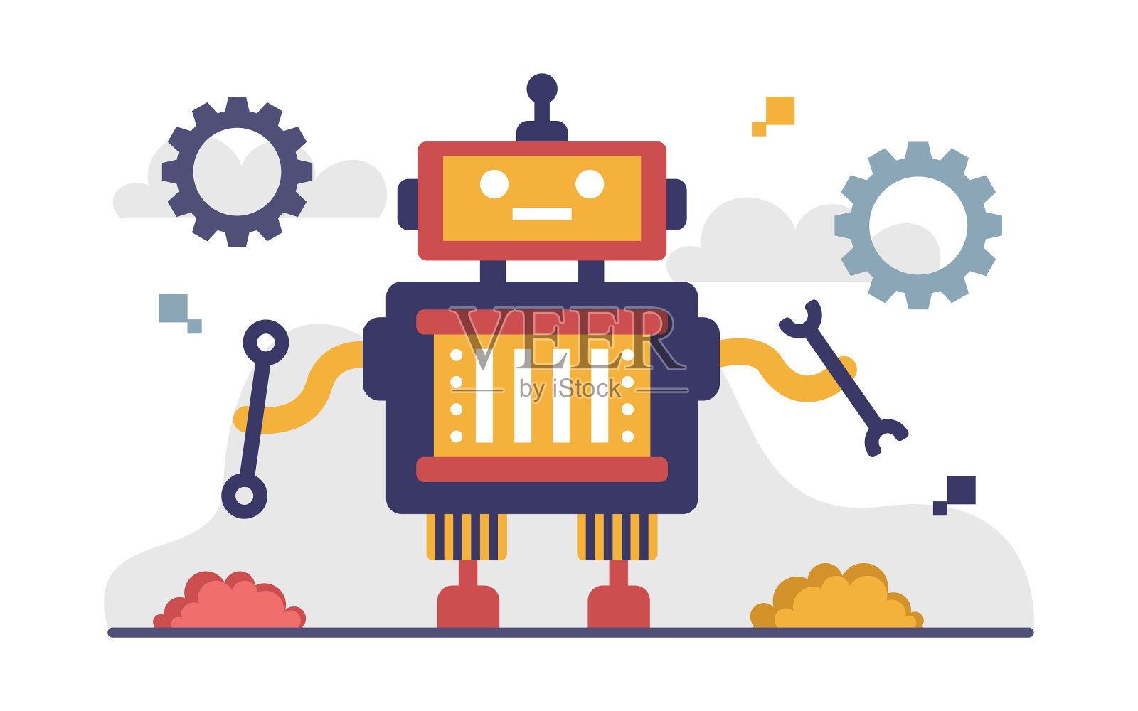 人工智能技术或人工智能平面概念插图插画图片素材