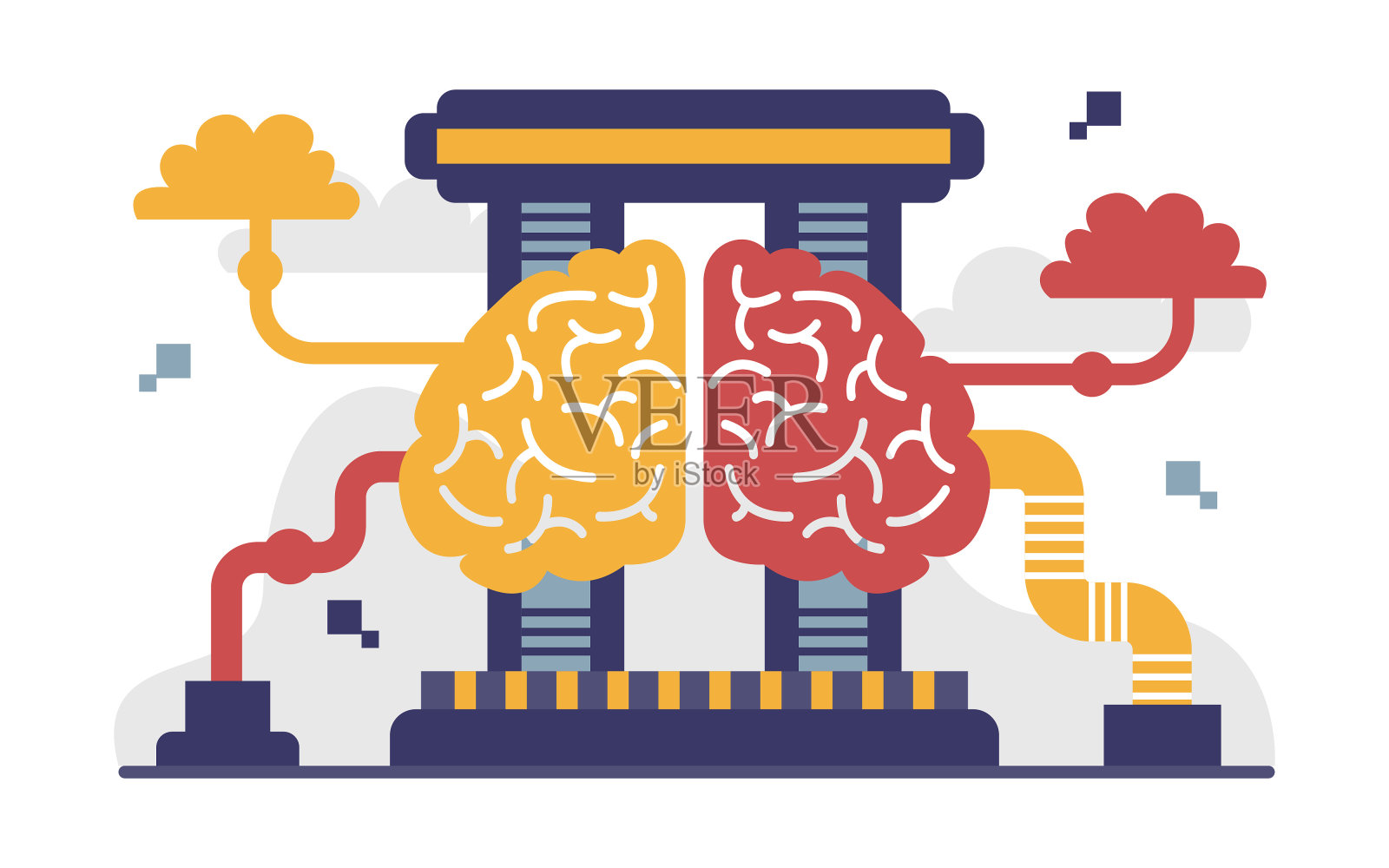 人工智能技术或人工智能平面概念插图插画图片素材