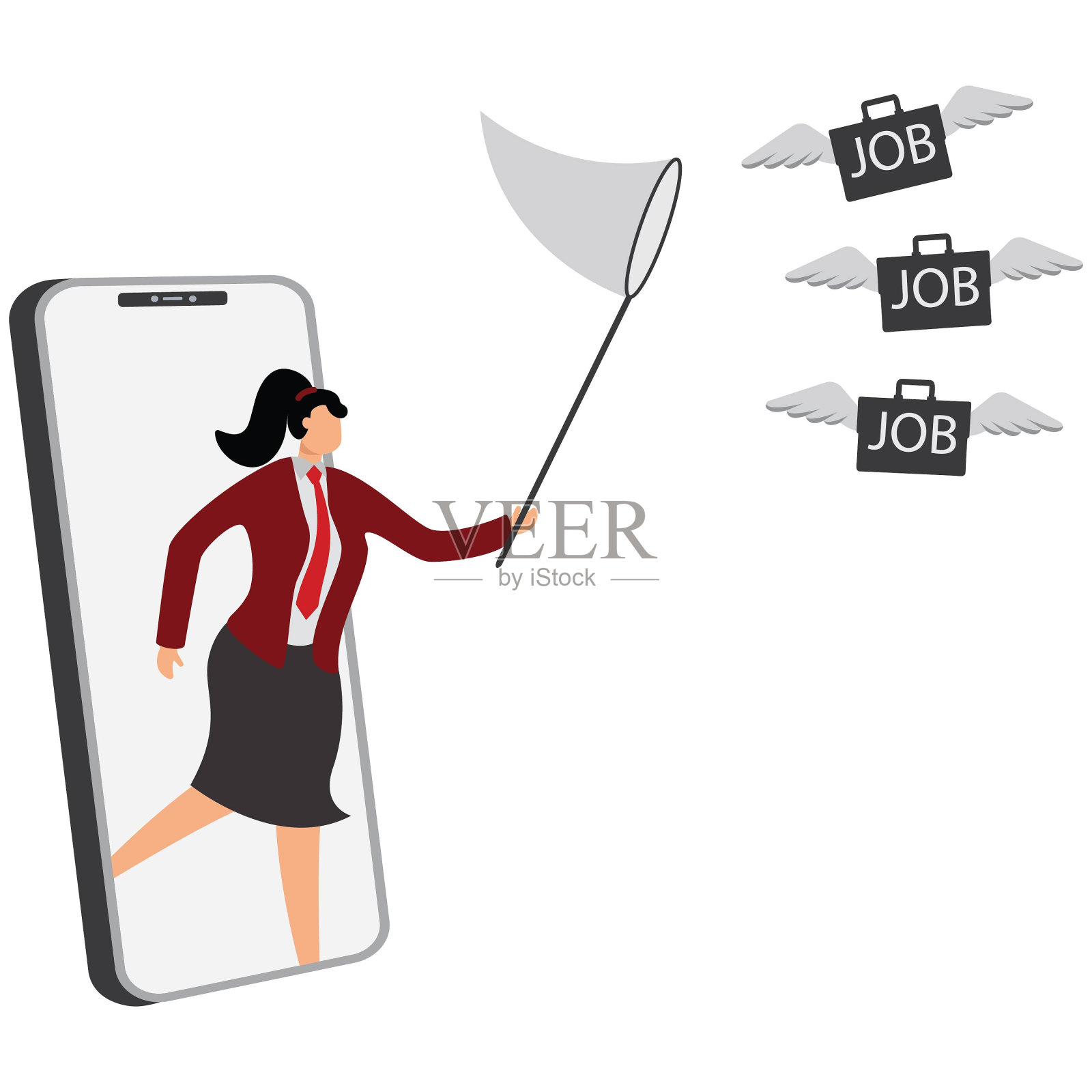 求职女商人，商业，商业金融和工业，候选人，追赶，选择插画图片素材