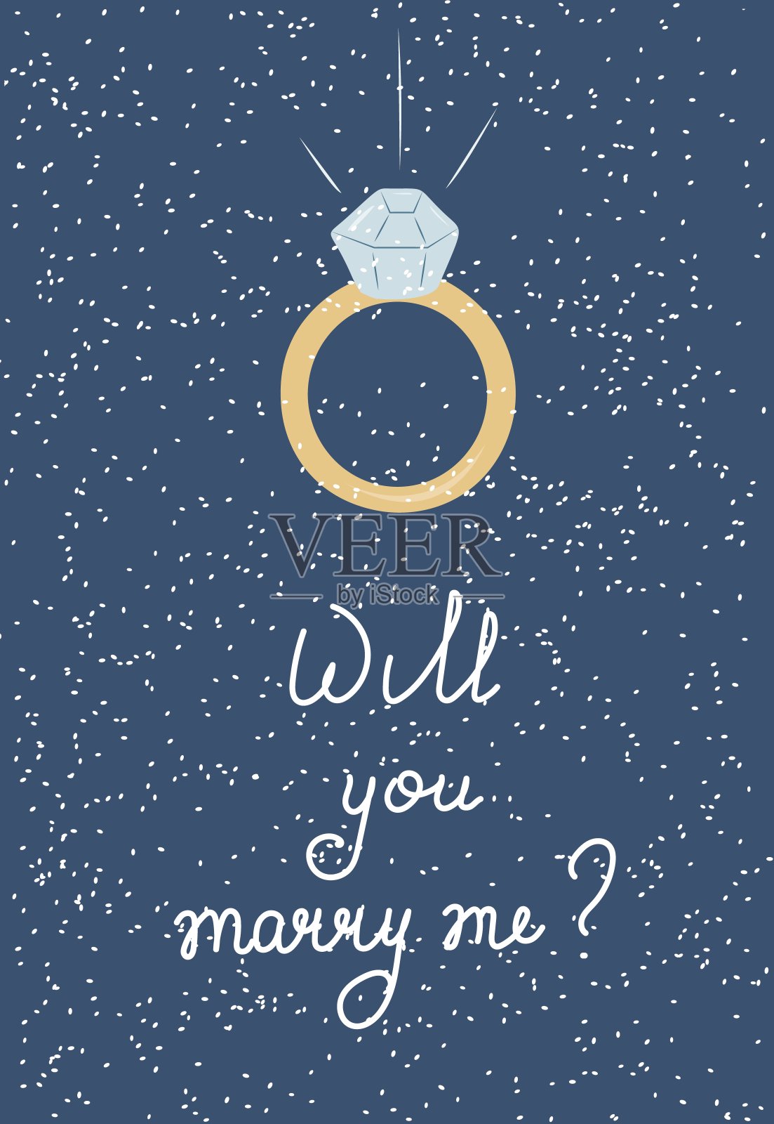 带结婚戒指的求婚卡片插画图片素材